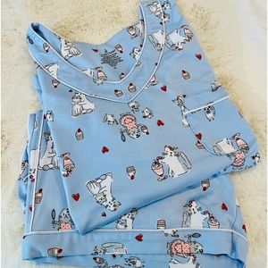 Cuddl Duds cat design PJ set M
